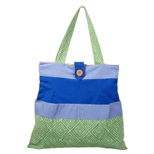 Beach Tote Bag - Blue, Light-Blue and Green - Image 5