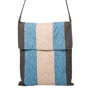 Cotton Satchel Bag - Gray, Blue, and Beige - Image 5