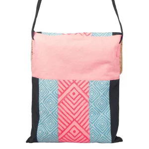 Cotton Satchel Bag - Gray, Light-Blue, and Pink - Image 4