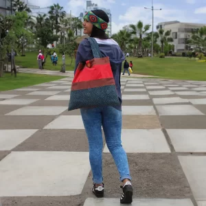 Beach Tote Bag - Red, Brown, And Gray - Image 2