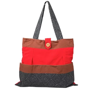 Beach Tote Bag - Red, Brown, And Gray - Image 3