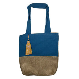 Tote Bag - Turquoise And Beige - Image 2