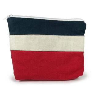 Makeup Pouch - Navy Blue, White, And Red - Image 3